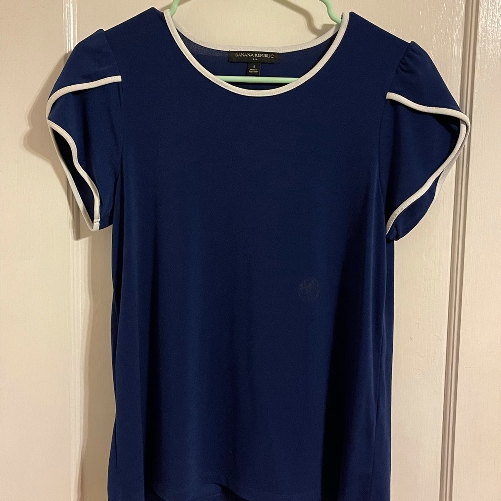 Banana Republic Navy Blue Tulip Sleeve Blouse